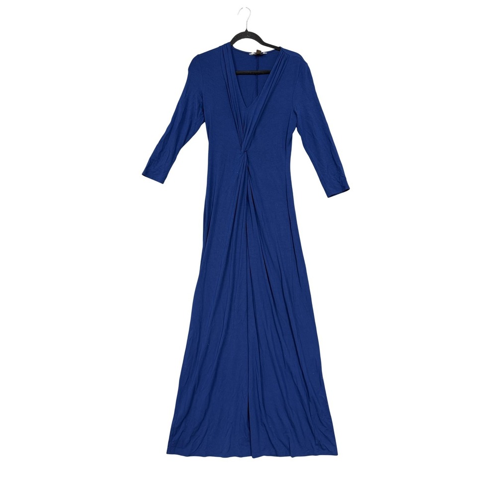 Tommy Bahama Dress Womens‎ XS Blue Jersey Maxi 3/4 Sleeve Twist Front V Neck